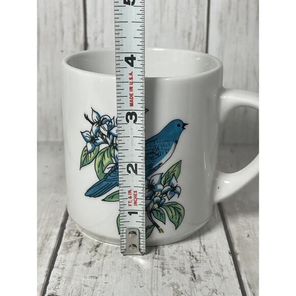 Bluebird Dogwood Flowers Porcelain Coffee Tea Cup Mug - Picture 2 of 4